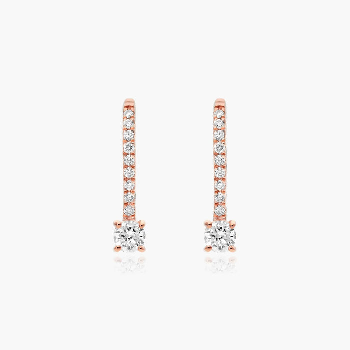 Round Cut Moissanite Pave Bar Drop Earrings - view 2