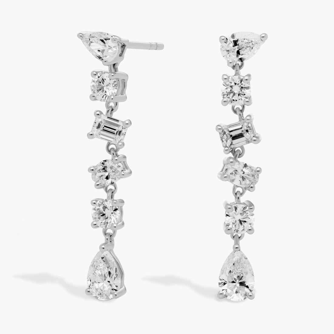 Pear Cut Moissanite Mixed Shape Drop Earrings - hero