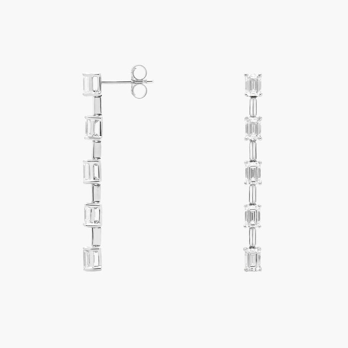 Emerald Cut Moissanite Five Drop Earrings - hero