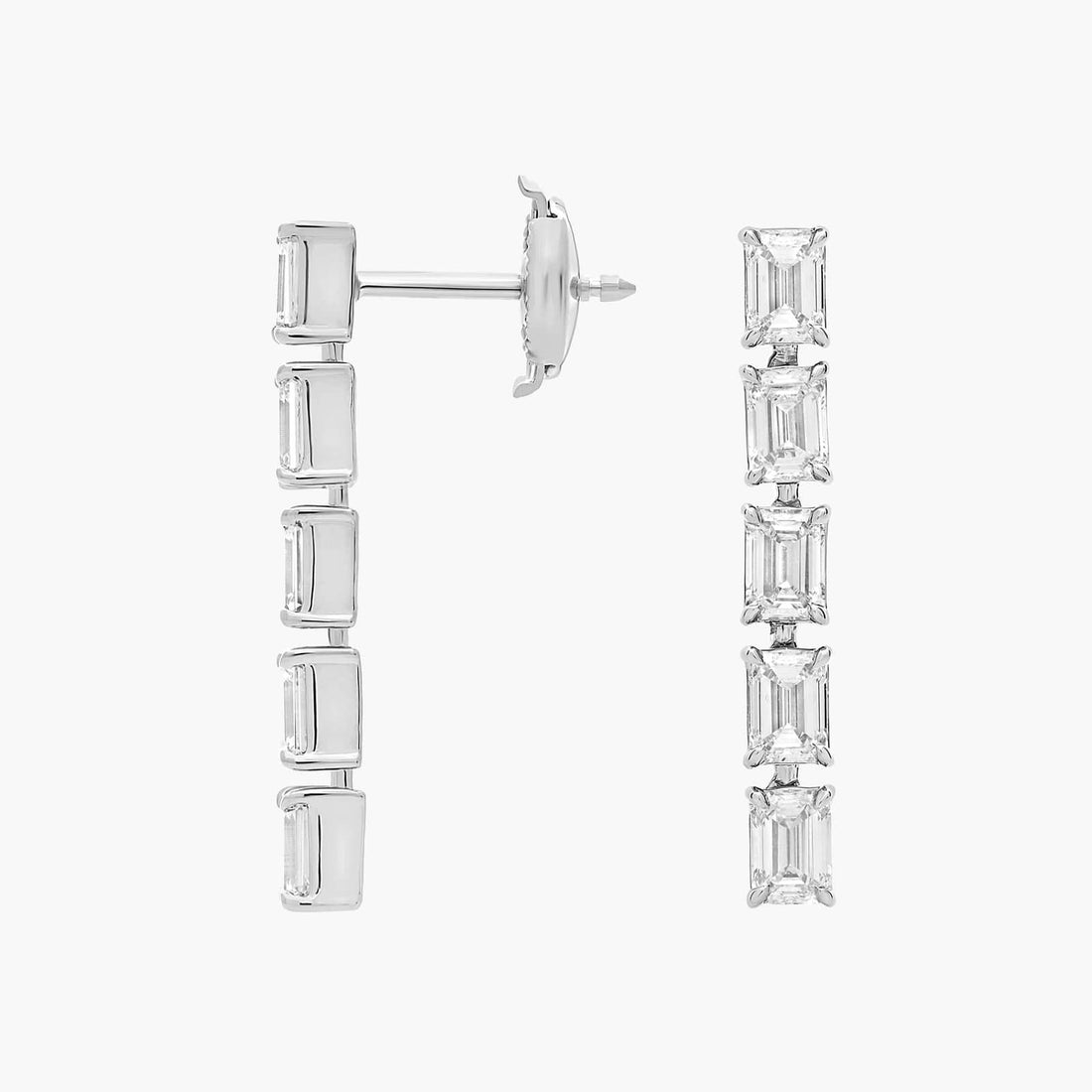 Emerald Cut Moissanite Five Drop Earrings - hero