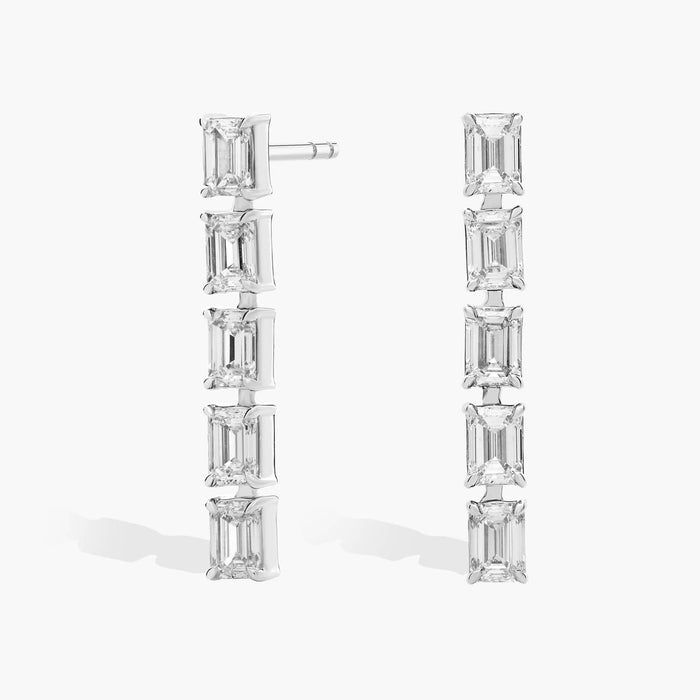 Emerald Cut Moissanite Five Drop Earrings - view 2