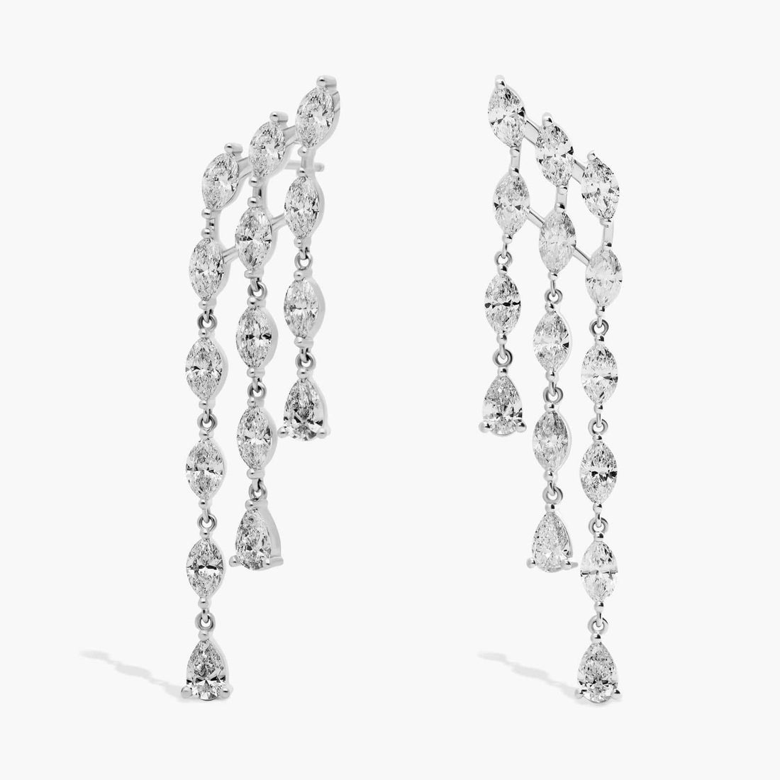 Marquise Cut Moissanite Three Strand Chandelier Earrings - hero