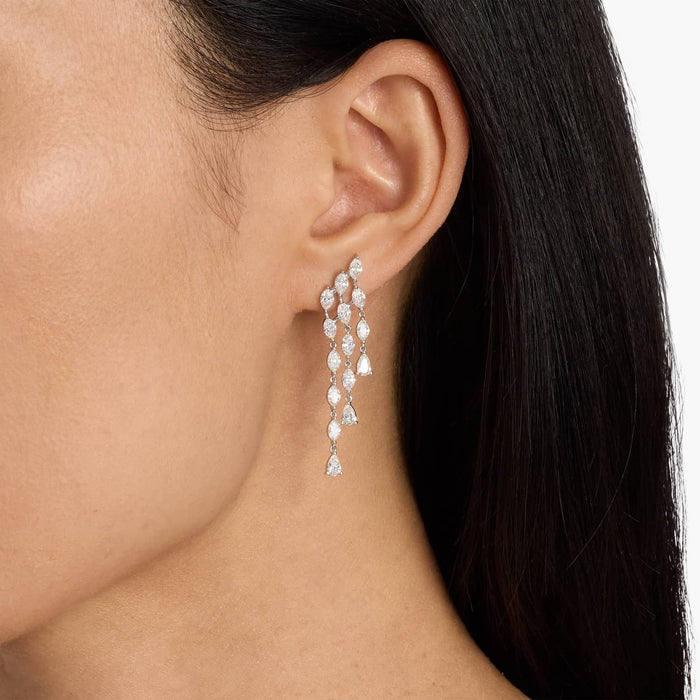 Marquise Cut Moissanite Three Strand Chandelier Earrings - view 2