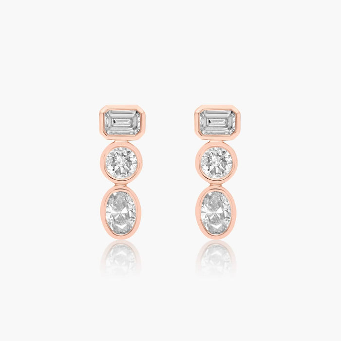 Marquise Cut Moissanite Mixed Cluster Drop Earrings - view 2