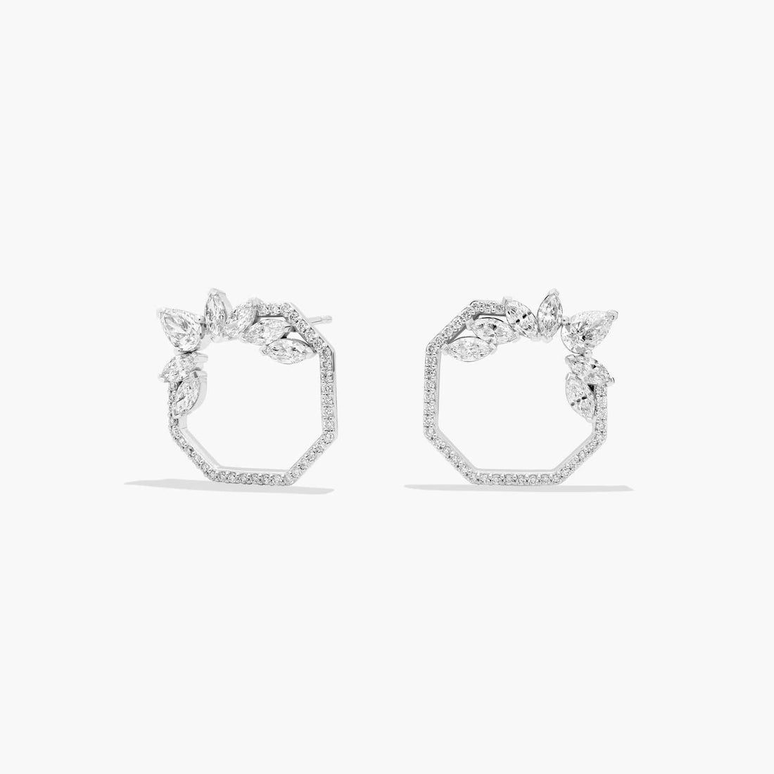 Round Cut Moissanite Front Facing Hoop Earrings - hero