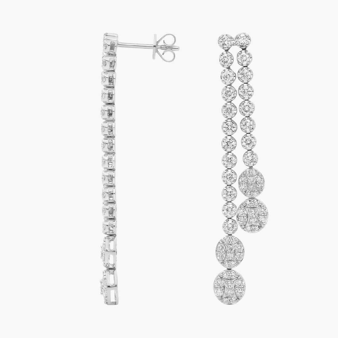 Round Cut Moissanite Double Strand Drop Earrings - hero
