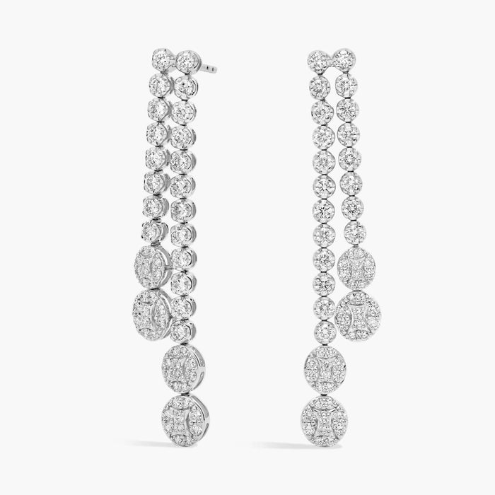 Round Cut Moissanite Double Strand Drop Earrings - view 2
