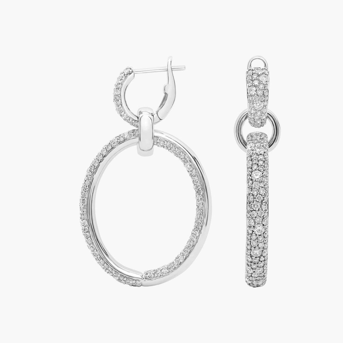 Oval Cut Moissanite Pave Drop Earrings - hero