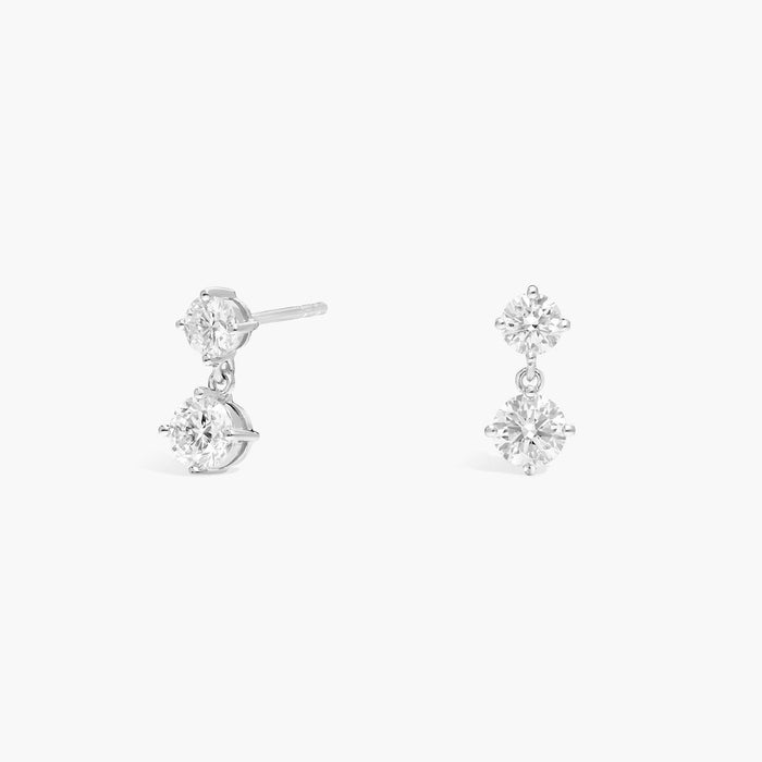 Pear Cut Moissanite Emerald Halo Drop Earrings - hero