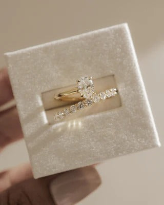 Oval cut solitaire engagement ring detail