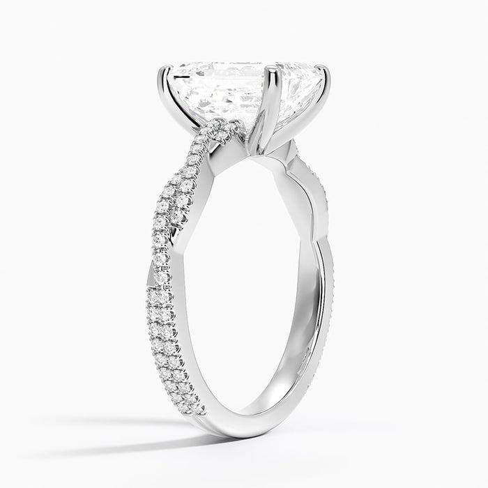 Profile view showing the slim twisted strands and low four claw setting