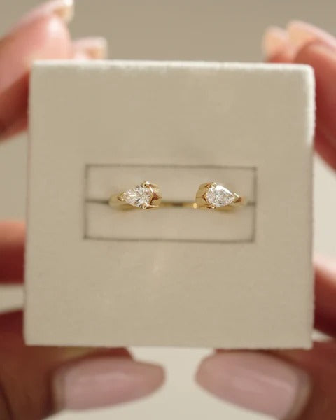 Pear open wedding ring open shank band