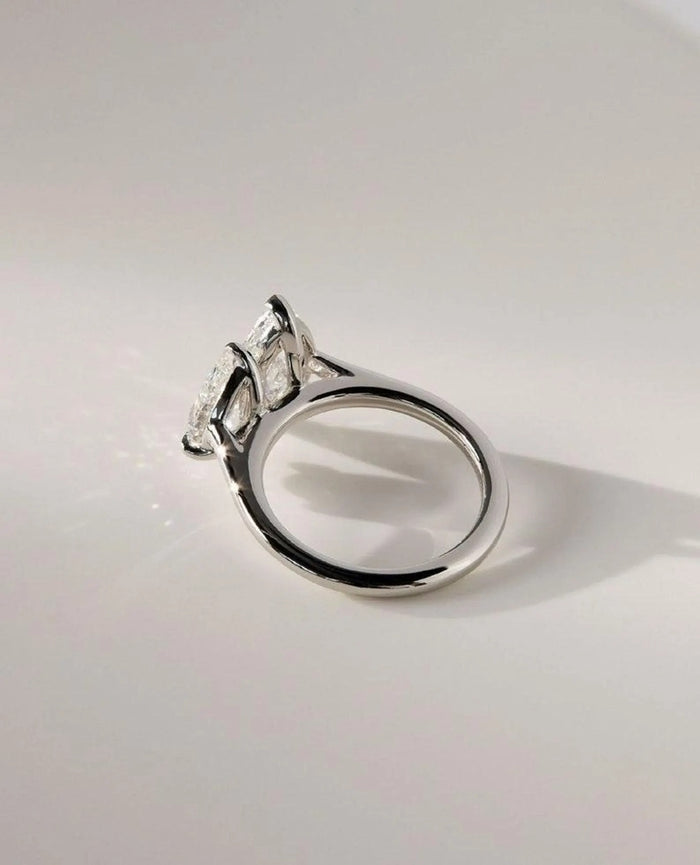 Marquise and pear cut lab grown diamonds set side by side
