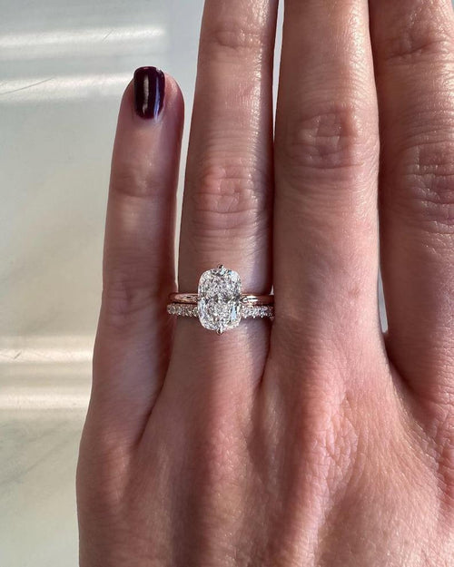 Cushion cut lab grown diamond bridal ring set in sterling silver
