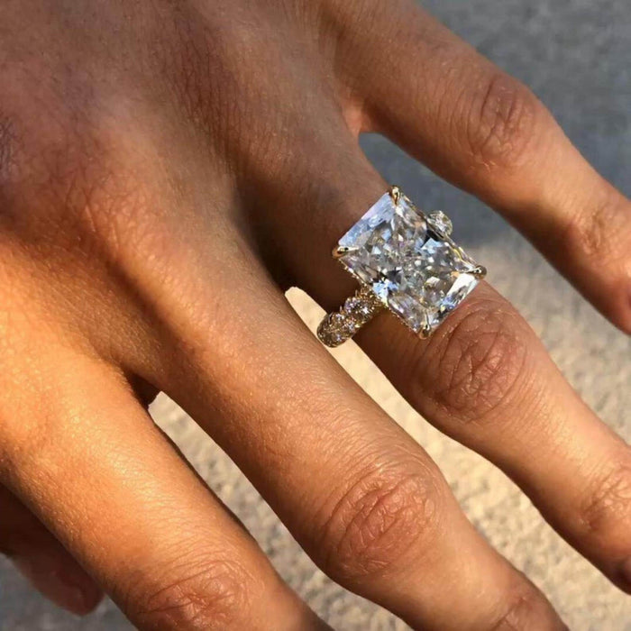 Hidden halo beneath the radiant cut lab grown diamond centre stone