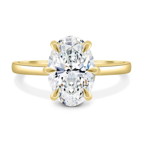 Six claw oval cut diamond solitaire engagement ring