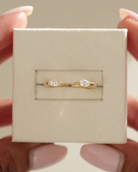 Marquise open diamond wedding ring