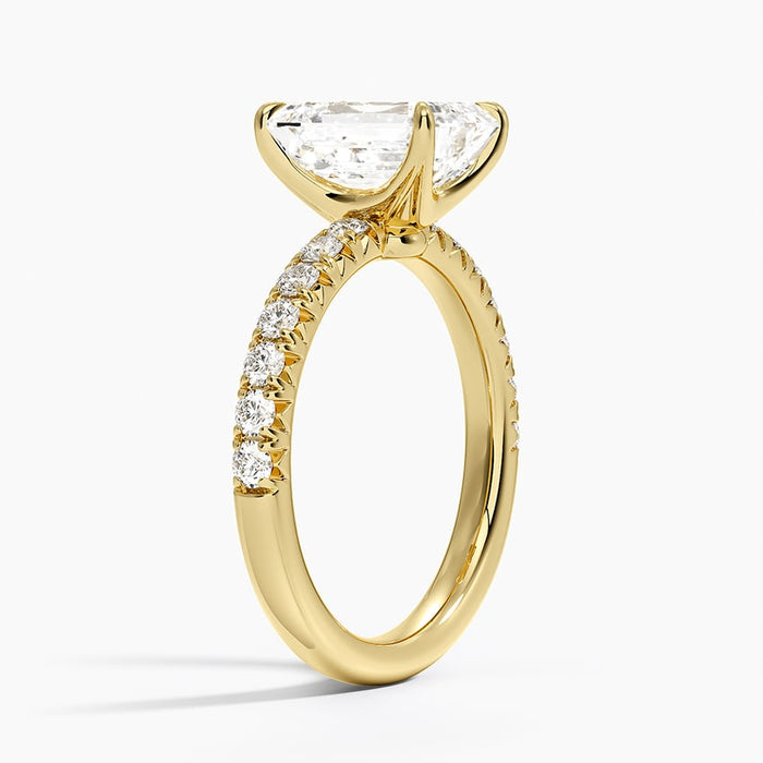 Profile view showing the U shaped cut outs beneath each accent diamond