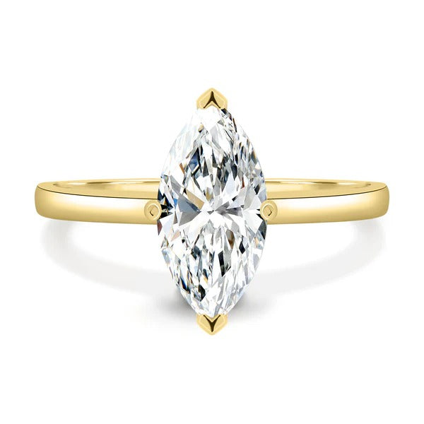 V claw marquise solitaire ring side view