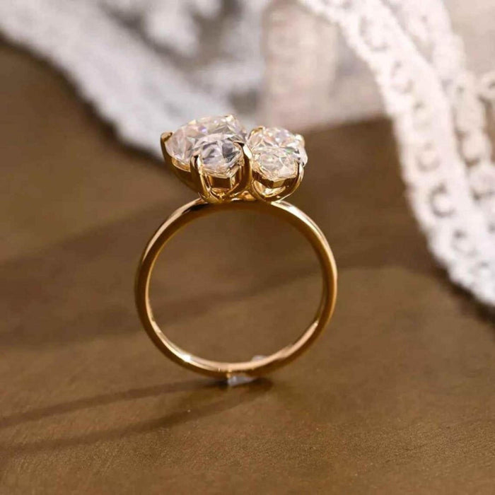 Toi et moi pear and marquise lab grown diamond ring