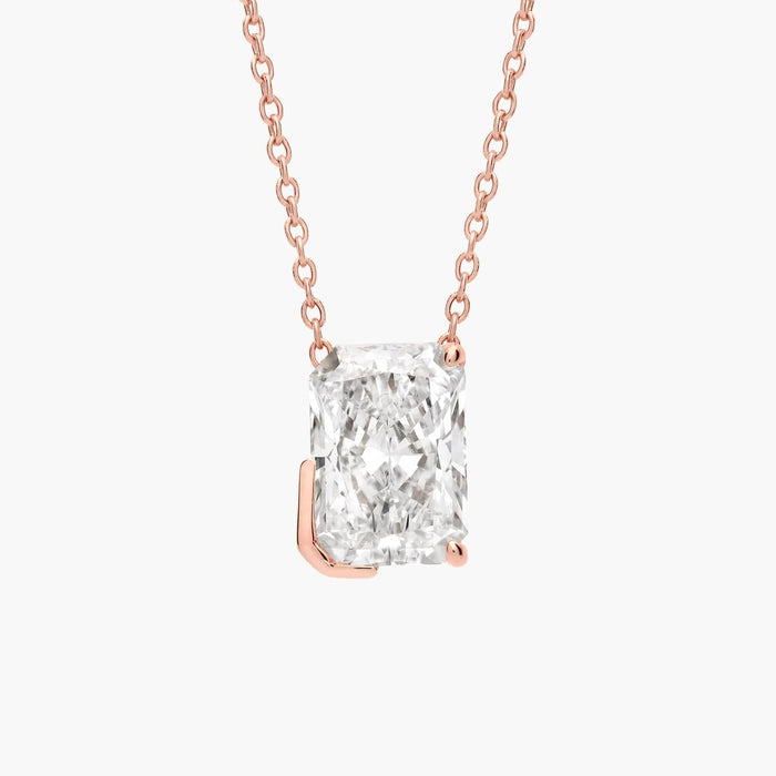 Radiant Moissanite Solitaire Pendant Necklace in rose gold