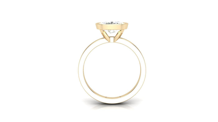 Elongated cushion lab grown diamond east west bezel engagement ring