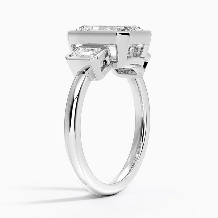 Profile view showing the three bezels set level on a slim band