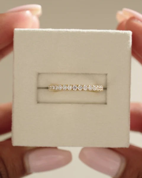 Two third pave diamond wedding ring