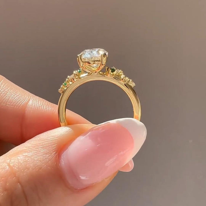 Vintage oval cut lab grown diamond cluster engagement ring in rose gold