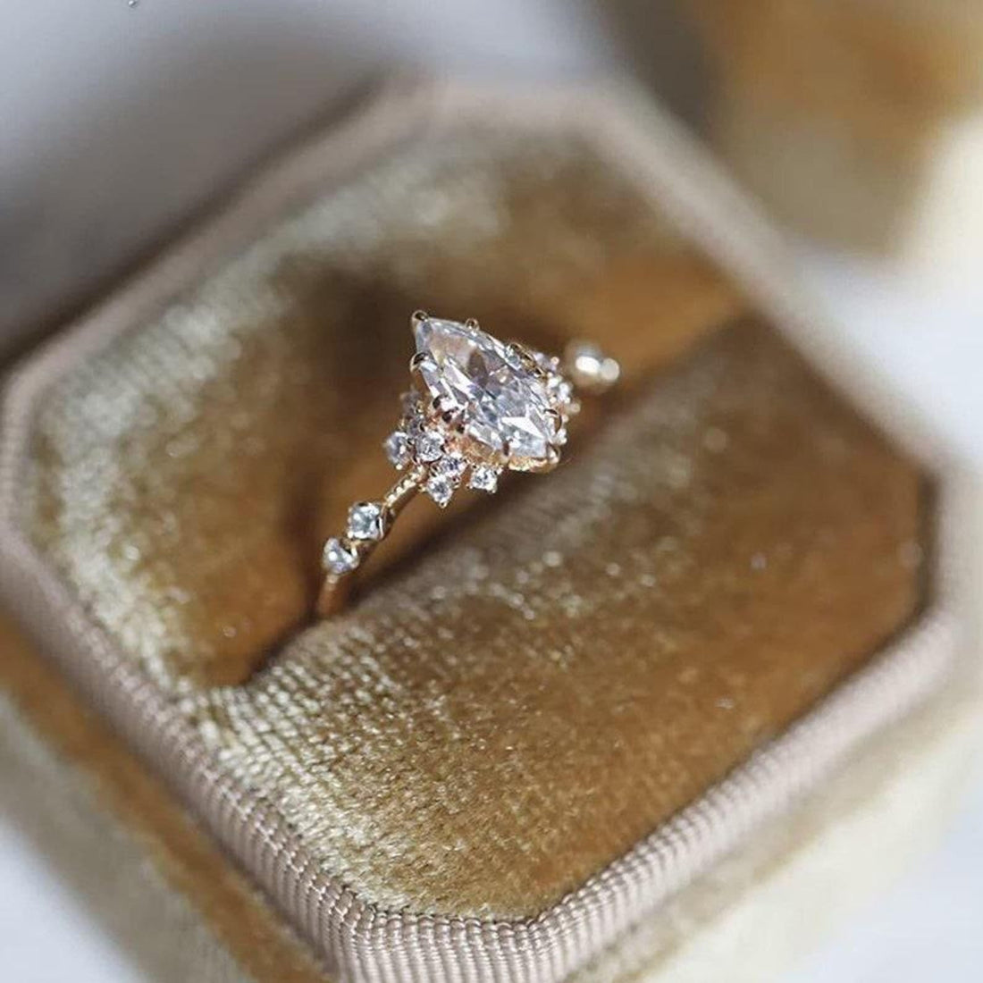 Vintage marquise cut lab grown diamond solitaire promise ring