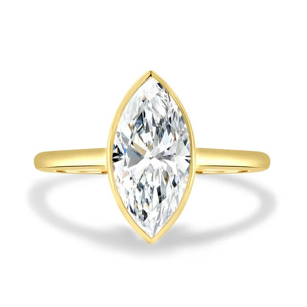 Marquise bezel engagement ring detail