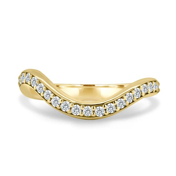 Bead set pave curved wedding band