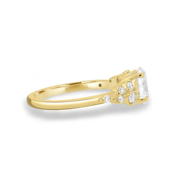 Oval cut diamond solitaire ring with accent stones