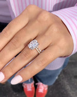 Load image into Gallery viewer, 4 CT Radiant Cut Moissanite Ring Halo Bridal Ring Set | 14K Gold Engagement &amp; Marquise Eternity Band – Anniversary Gift for Women - Mapple Gems
