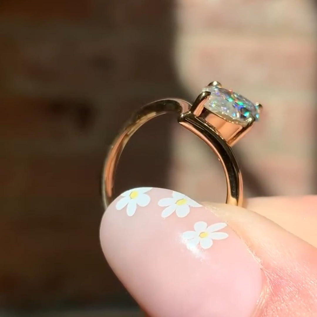 Unique Floating Marquise Cut Ring - Solitaire Moissanite Engagement, Luxurious Bridal Proposal Gift