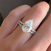 3 CT Pear Cut Moissanite Engagement Ring Set Prong Set Vintage Ring Wedding Ring Marquise And Round Diamond Bridal Ring Set Mapple Gems