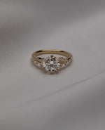 Load image into Gallery viewer, 2 CT Round Cut Moissanite Engagement Ring, Six Prong Gold Ring with Side Stone Accent, Twig Style Dainty Fashion Ring, Promise Ring for Her
