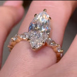 Load image into Gallery viewer, 4 CT Marquise Cut Moissanite Engagement Ring 14K Solid Gold 6 Prong With Solitaire Ring Elongated Marquise Promise Ring Women Wedding Gift
