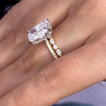 Load image into Gallery viewer, 4 CT Radiant Cut Moissanite Ring Halo Bridal Ring Set | 14K Gold Engagement &amp; Marquise Eternity Band – Anniversary Gift for Women - Mapple Gems
