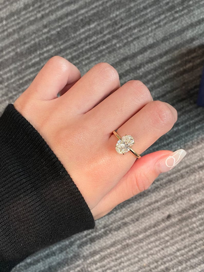 Oval Cut Moissanite Solitaire Engagement Ring 2 CT to 5 CT - front view 1