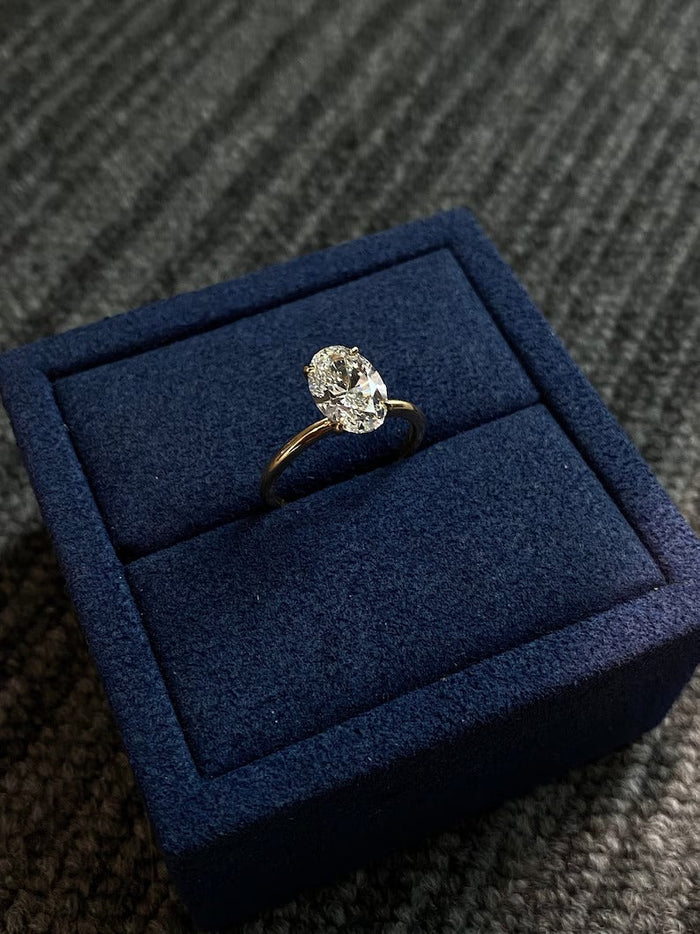 Oval Cut Moissanite Solitaire Engagement Ring 2 CT to 5 CT - side view 2