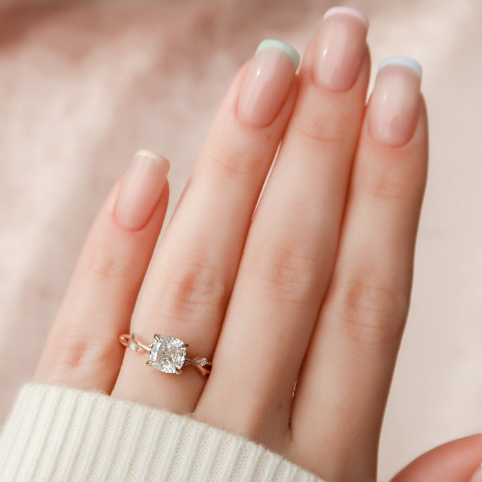 Cushion Cut Moissanite Twig Branch Nature Inspired Engagement Ring 2 CT to 5 CT - view 2