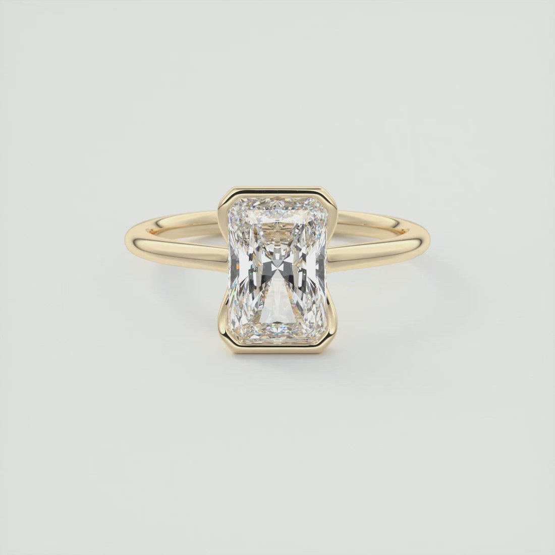 Radiant Cut Moissanite Bezel Engagement Ring 2 CT to 5 CT - front view 1