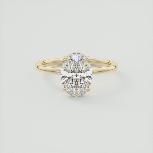 Oval Cut Moissanite Low Profile Solitaire Engagement Ring 2 CT to 5 CT