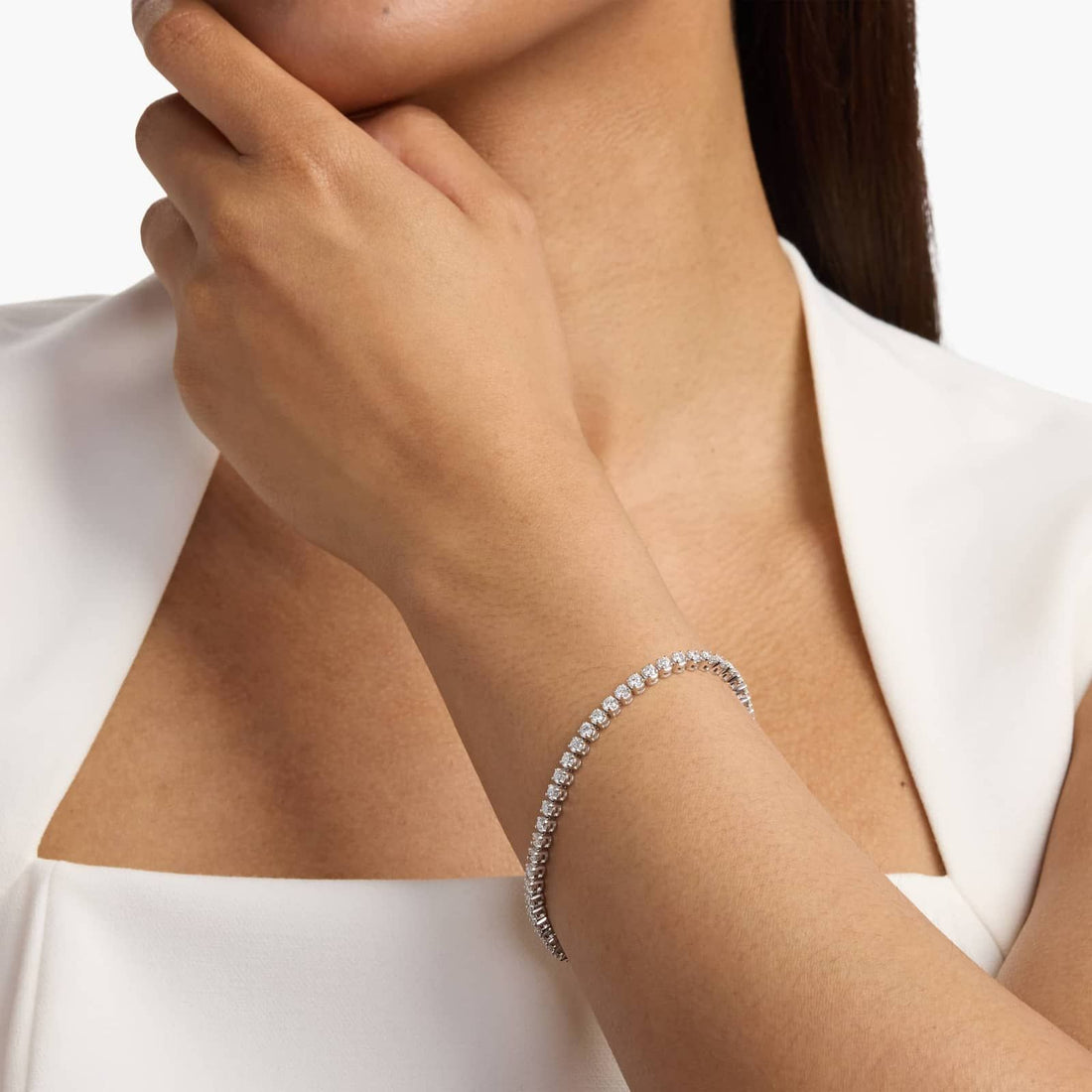 Round Moissanite Tennis Bracelet in white gold