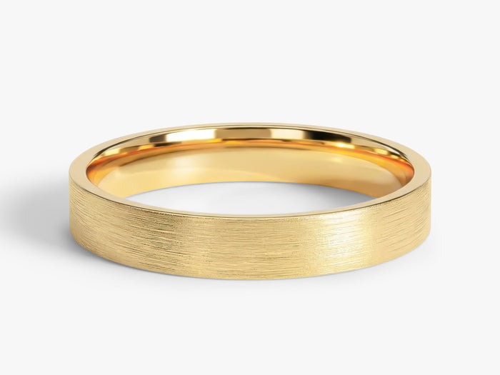 3mm classic flat matte brushed wedding band in yellow gold
