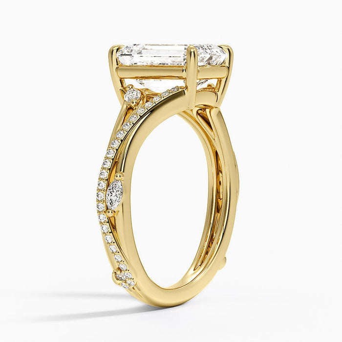 Side profile showing the paved strand with marquise accents crossing the plain strand