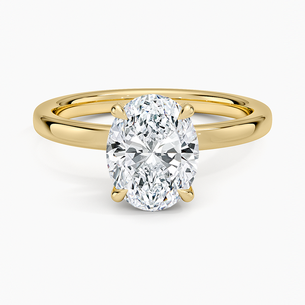 Oval Moissanite Classic Four Claw Plain Band Engagement Ring