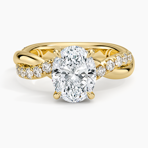 Oval Moissanite Entwined Rope Twist Pave Engagement Ring