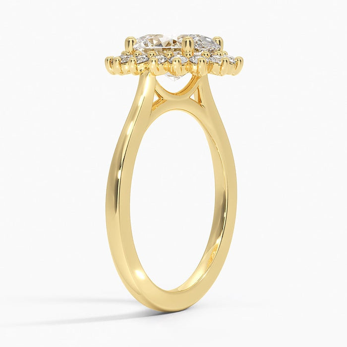 Side view showing each halo stone in its own claws